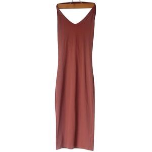 Babaton Sculpt Knit Ribbed Halter Tank Midi Dress Size Small
